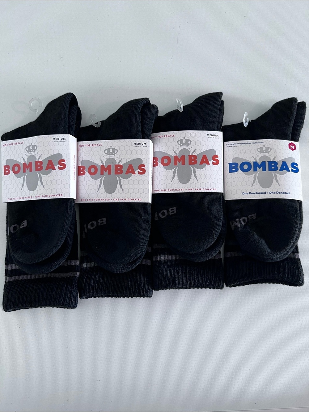 Bombas Black Crew Socks - 4 Pack